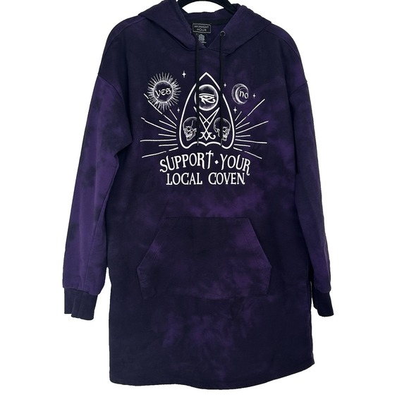 Tie-Dye Tops - Midnight Hour Tunic Size Medium Purple Black Tie Dye Hoodie Witchy Goth
